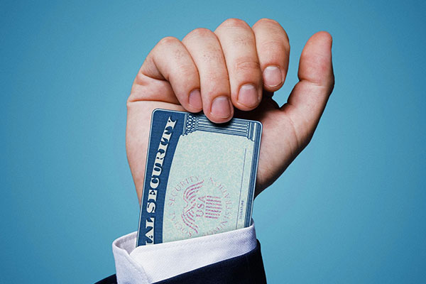 SS card in man's sleeve