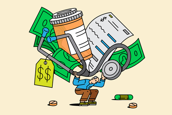 Person shouldering the weight of medical expenses.