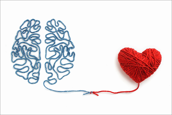 A brain and heart made of string.