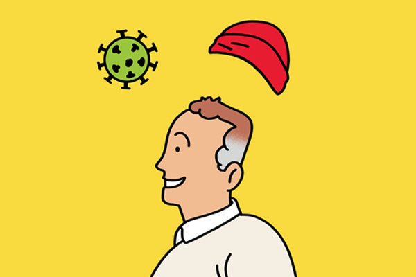 Person dodging a germ.