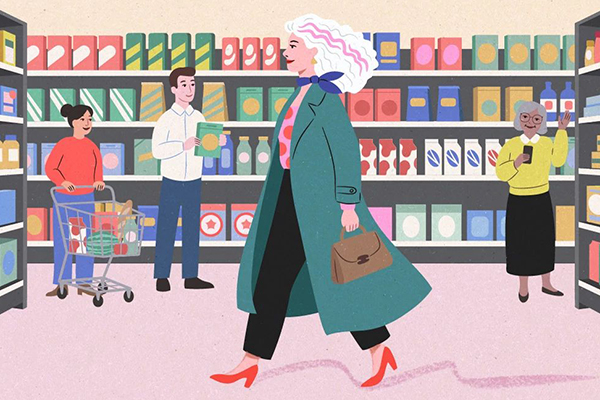 Illustration of people shopping.