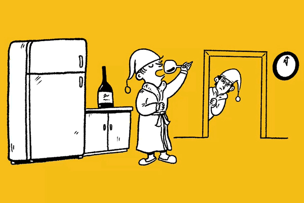 Person drinking wine.