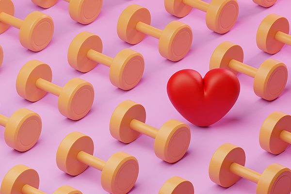 Dumbbells and heart.