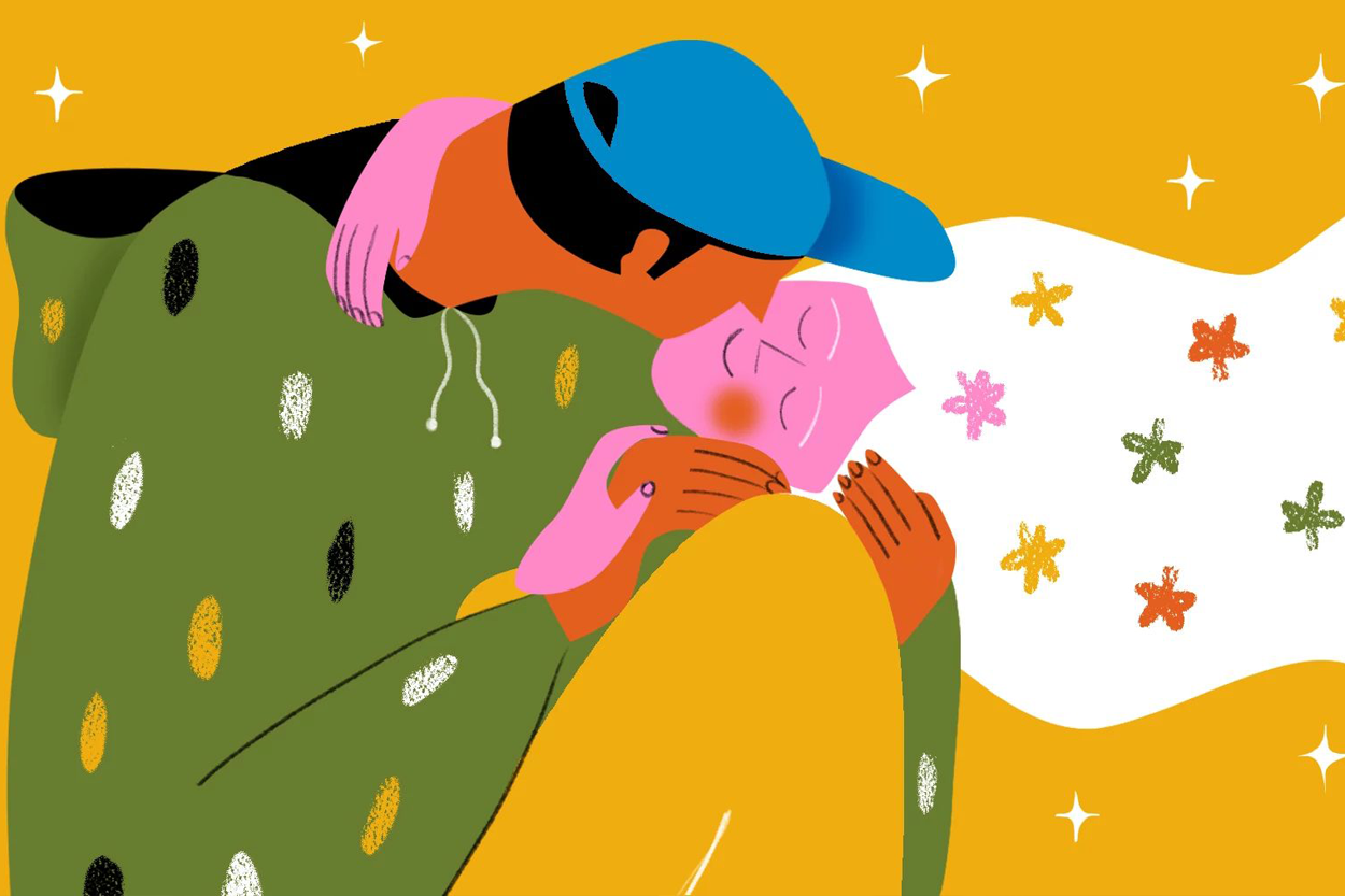 People embracing each other.