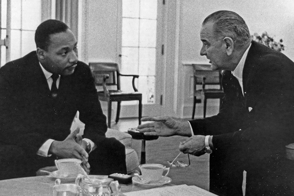 Martin Luther King Jr. and President Lyndon Johnson.