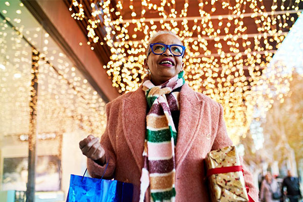 Person shopping for the holidays.