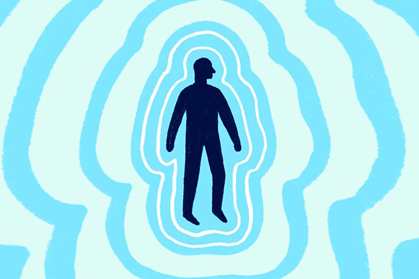 Person surrounded by an aura.