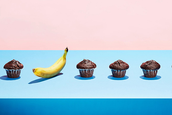 Muffins and a banana.