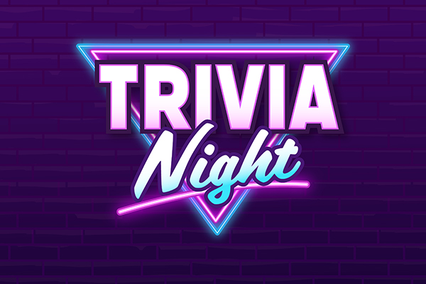 Visualization of a neon sign that reads Trivia Night.