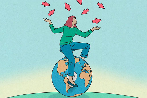 Person balancing on the world.