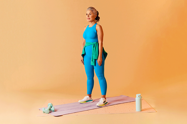 Person on an exercise mat.