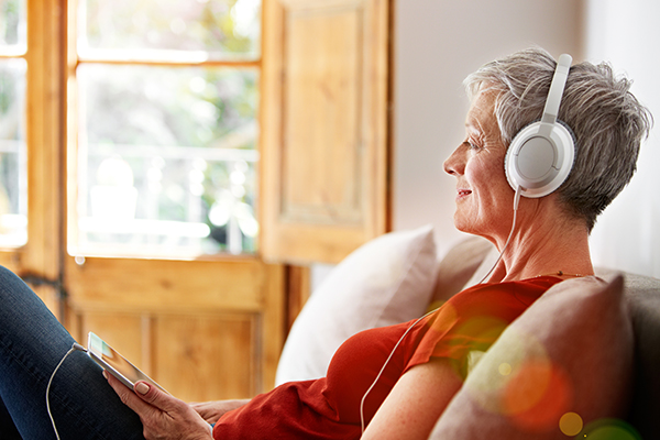 Person listening to music.