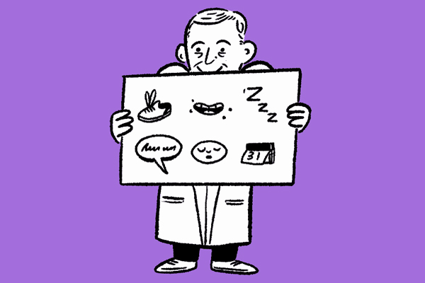 Person holding a chart.