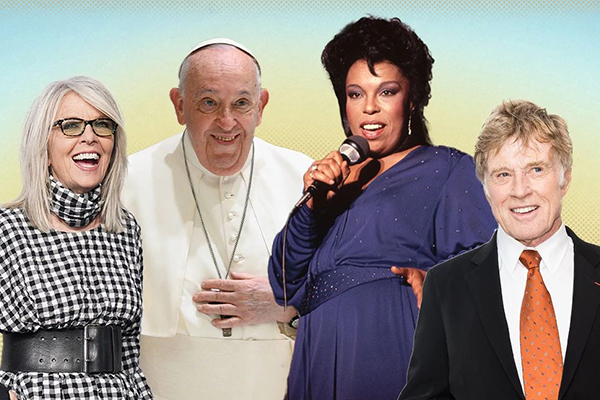 Diane Keaton, Pope Francis, Roberta Flack and Robert Redford.