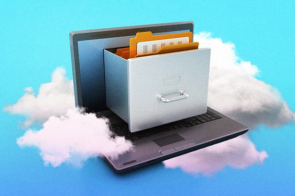 File cabinet on a laptop computer.