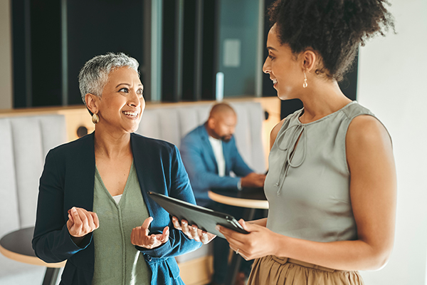 Colleagues having a conversation.