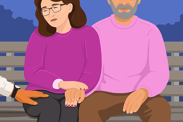 People sitting on a bench.