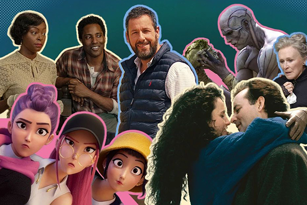 Collage of a variety of scenes from films.