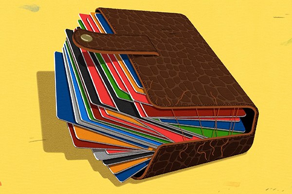 A wallet bursting at the seams.