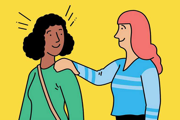 Person connecting with a friend.