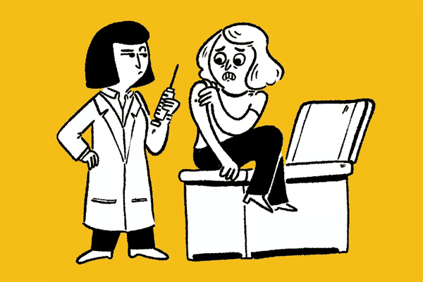 Physician giving a patient a shot.