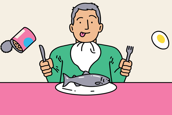 An illustration of a person eating.
