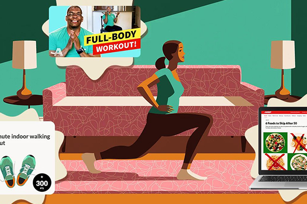 Illustration of a person stretching.