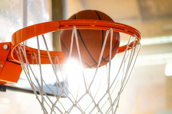 Basketball and hoop.