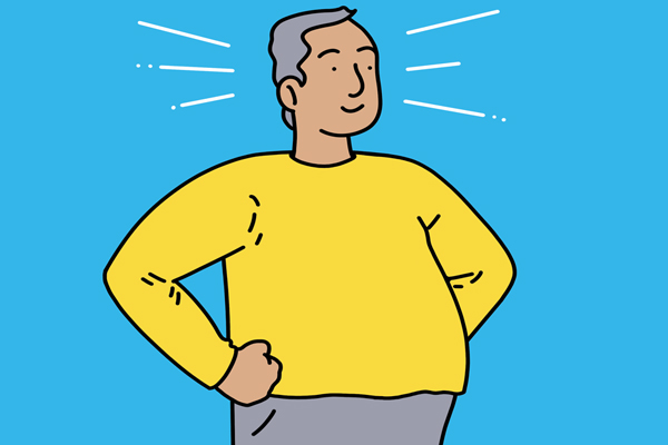 An illustration of a person with belly fat.
