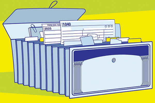 File organizer resembling a Social Security card.