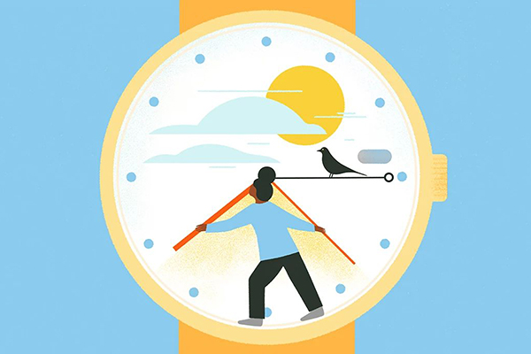 Person shifting the hands of a wristwatch.