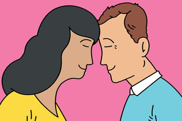 Illustration of a happy couple.