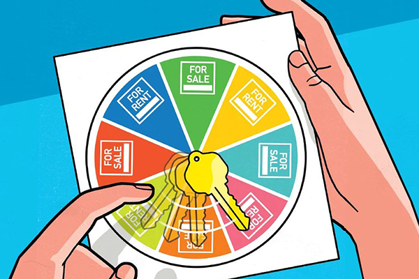Wheel with a spinning key at its center.