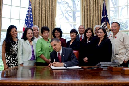 President Barack Obama, surrounded by the family of César Chávez and leaders of the United Farm Workers, signs a proclamation in the Oval Office designating March 31, 2010, as César Chávez Day. The date would have been Chávez’s 83rd birthday,