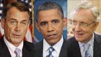 House Speaker John Boehner (R-OH), President Barack Obama, Senate Majority Leader Harry Reid, D-Nev.