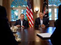 House Speaker John Boehner and President Barack Obama meet with congressional leaders at the White House 