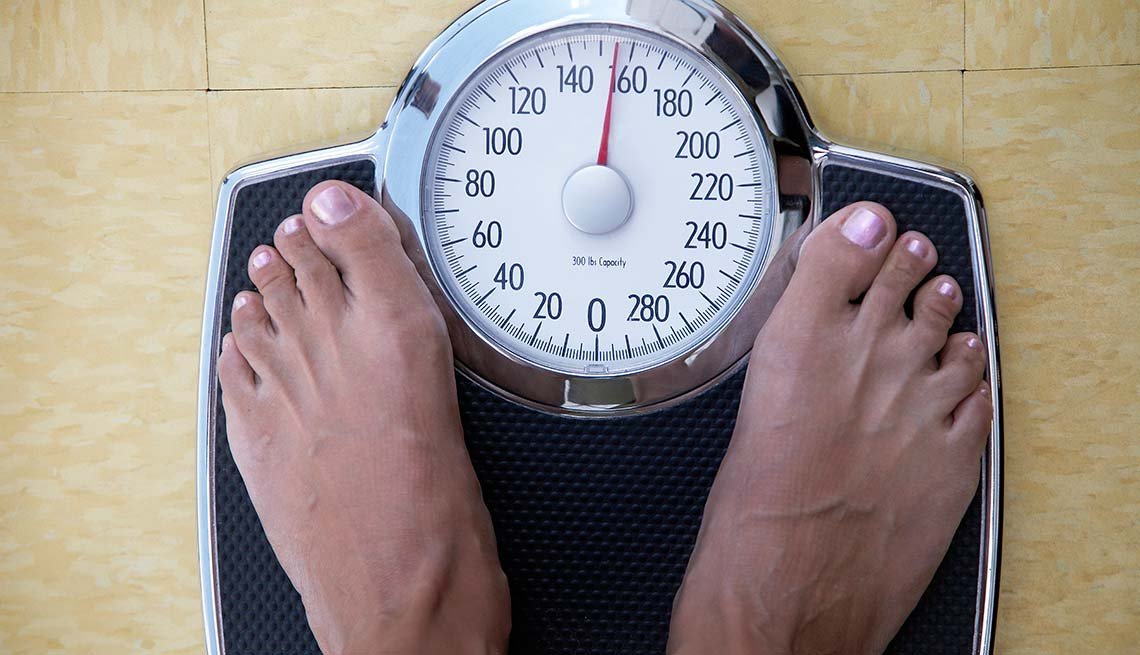 Feet on weight scale
