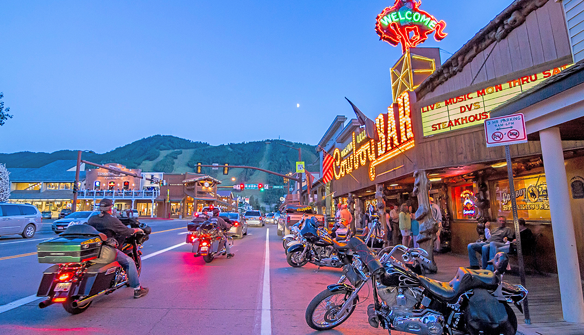 Motorcycles in Downtown Jackson, Wyoming