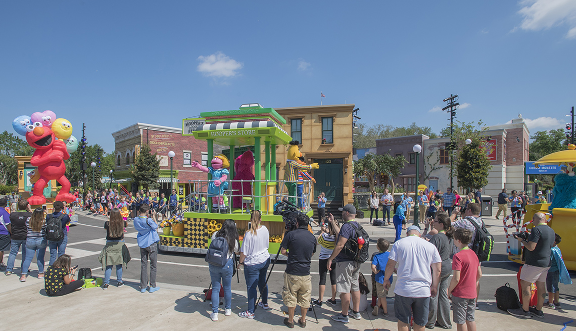 parade with muppets and floats at Sesame Street at SeaWorld Orlando