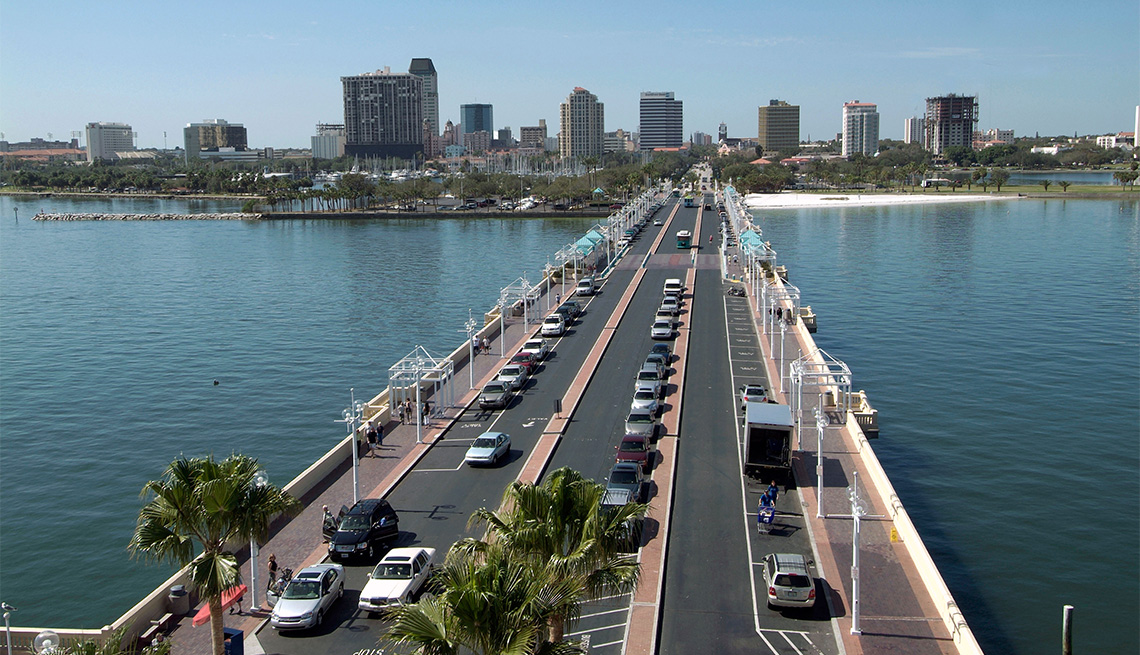 The Pier into the Gulf of Mexico is a popular attraction in downtown St Petersburg Florida