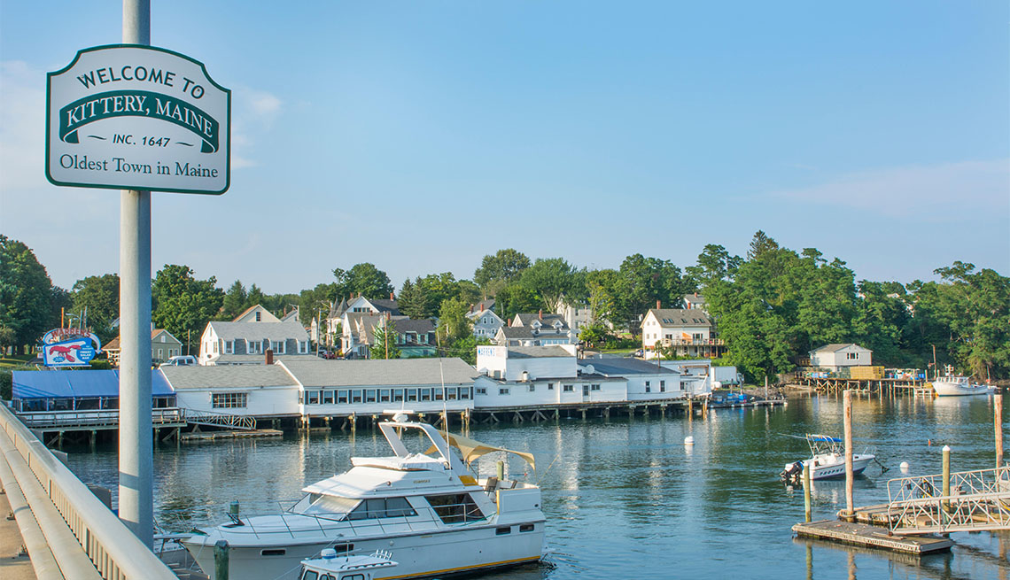 item 2 of Gallery image - Kittery Maine welcome sign and marina with boats on bridge old town settled in 1647 oldest town in Maine