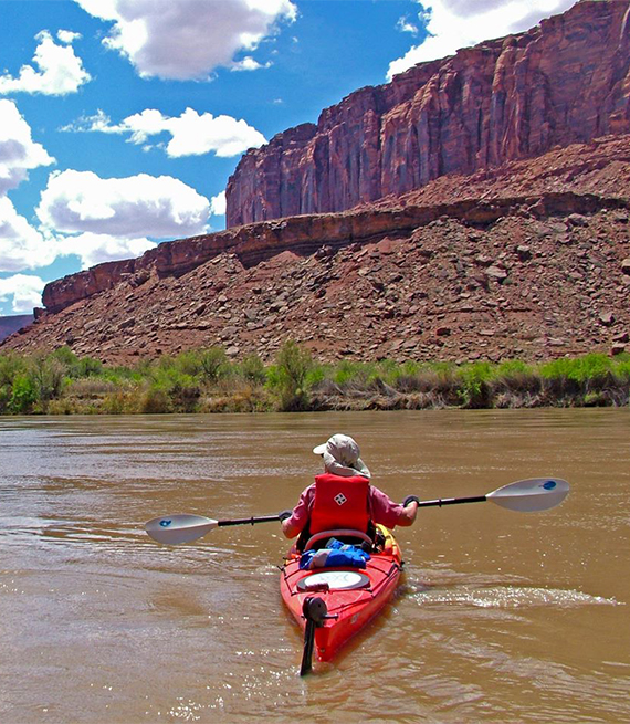kayaker on a river in Utah