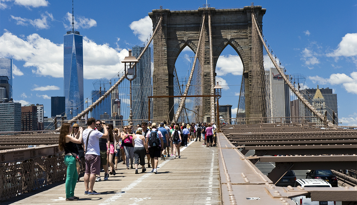 item 5 of Gallery image - People walking, Brooklyn Bridge, New York City