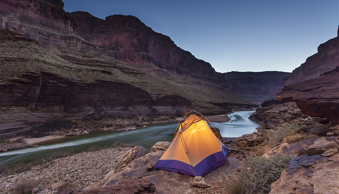 item 3 of Gallery image - Tented camp on a ledge above Blacktail camp along the Colorad River, Grand Canyon National Park
