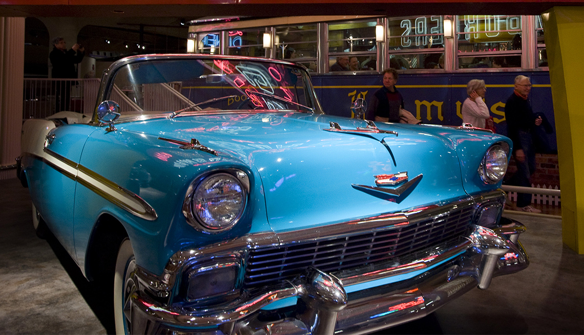 item 5 of Gallery image - 1956 Chevrolet Bel Air convertible at the Henry Ford Museum in Dearborn, Michigan