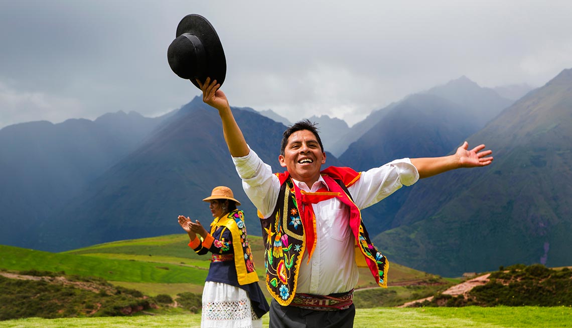 Traditional Inca Dancers in costume, Inca terraces of Moray, Cusco Region, Captivating Peru: Inca Trails, Beaches and Gastronomy