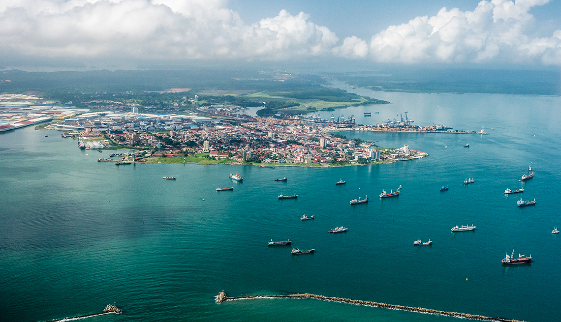 Aerial, view, the, Port of Colon