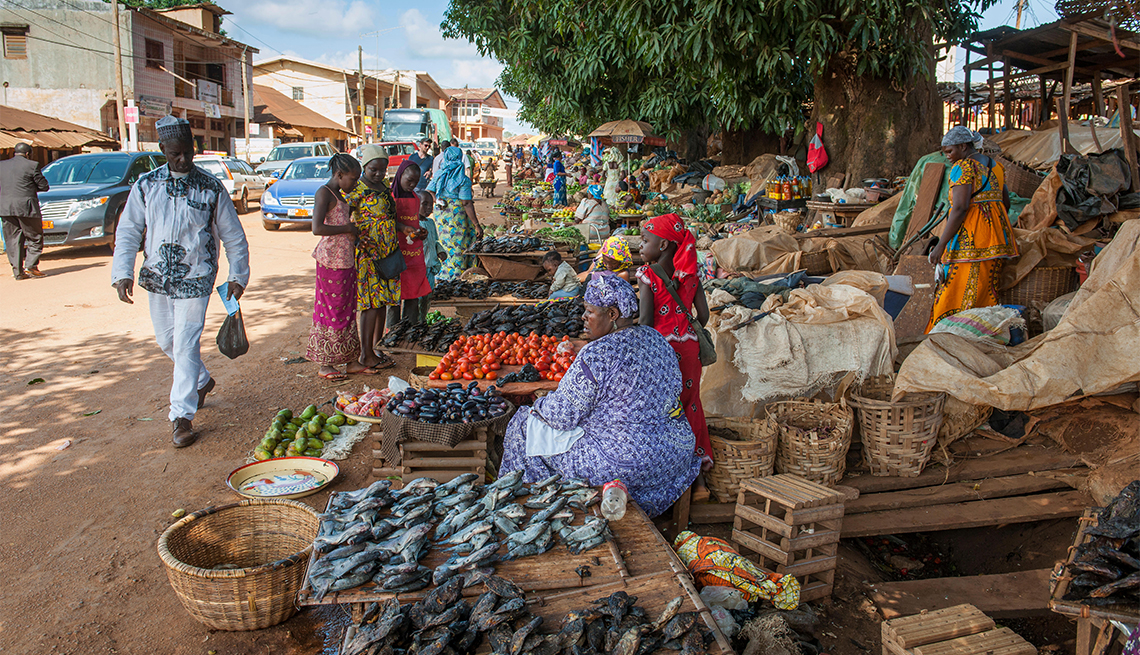 Women selling local goods in Foumban, Cameroon
