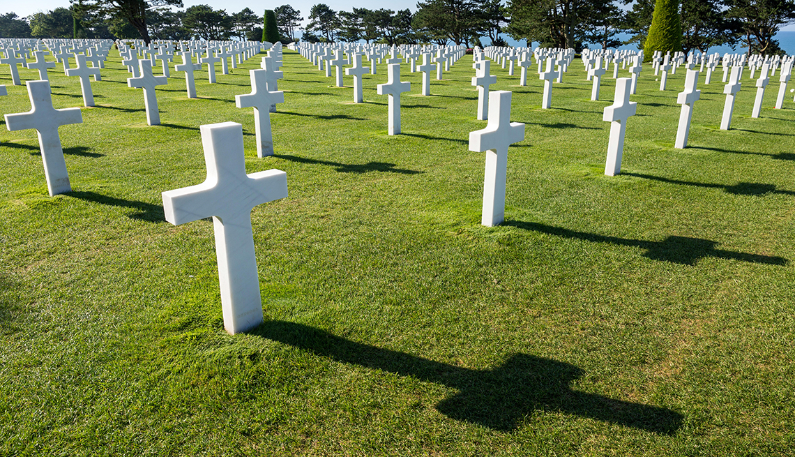 Whites Crosses in American Cemetery at Omaha Beach in Normandy, France, Memorial Day Historic Sites