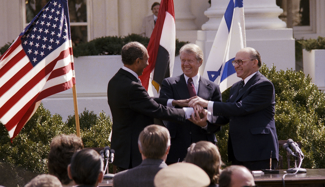 President Jimmy Carter Outside The White House Shakes Hands With Anwar Sadat And  Menahem Begin, Presidential Libraries